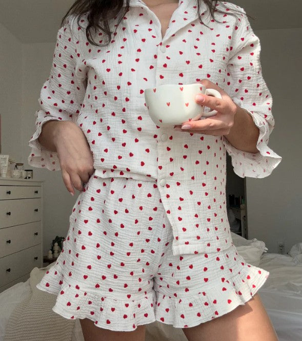 Pyjama coeurs à volants
