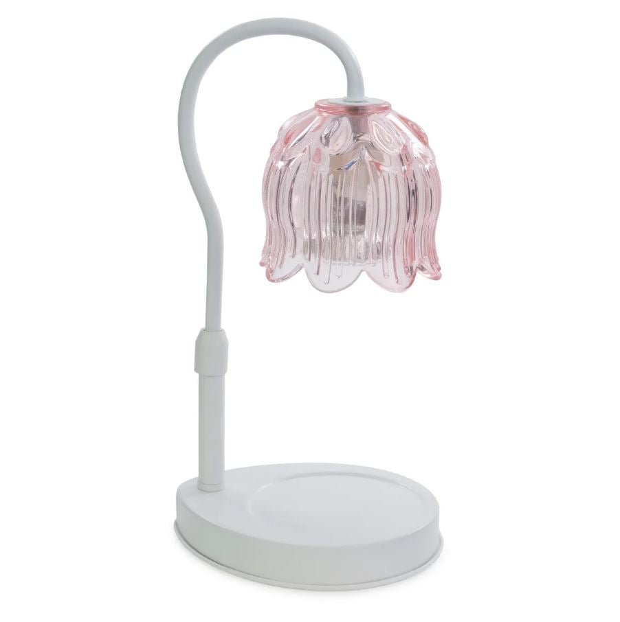 Lampe chauffe-bougie tulipe blanche