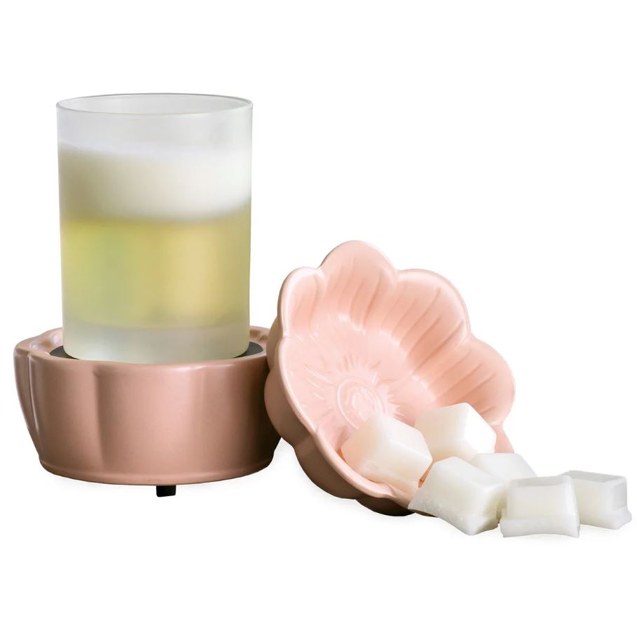 Chauffe-cire 2 en 1 (chauffe les bougies ou les cubes de cire) pétale rose