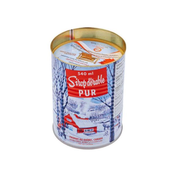 Chandelle au parfum de sirop d'érable 540 ml avec mèche en bois dans une canne de sirop
