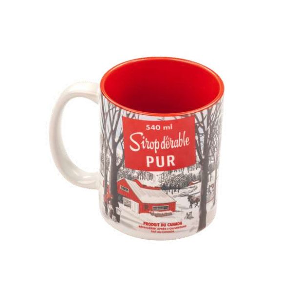 Tasse à café en céramique 360 ml motif de canne de sirop d'érable