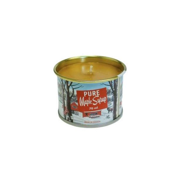 Chandelle au parfum de sirop d'érable 70 ml avec mèche en bois dans une canne de sirop
