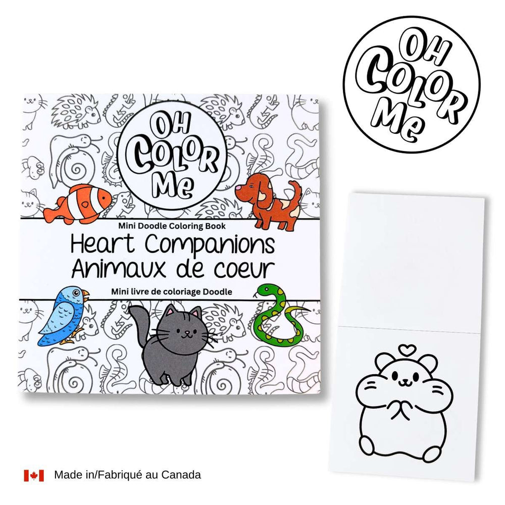 Livre à colorier 4 po x 4 po Oh Color Me - Animaux de cœur 50 pages