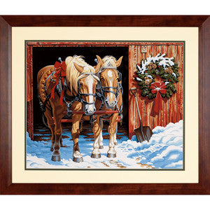 Peinture à numéros 20 po x 16 po traîneau à chevaux