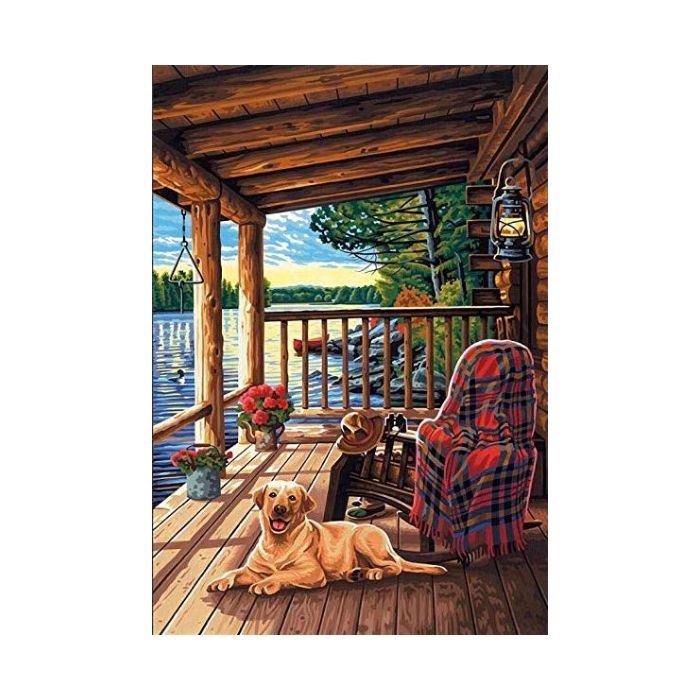 Peinture à numéros 14 po x 20 po maison sous le porche
