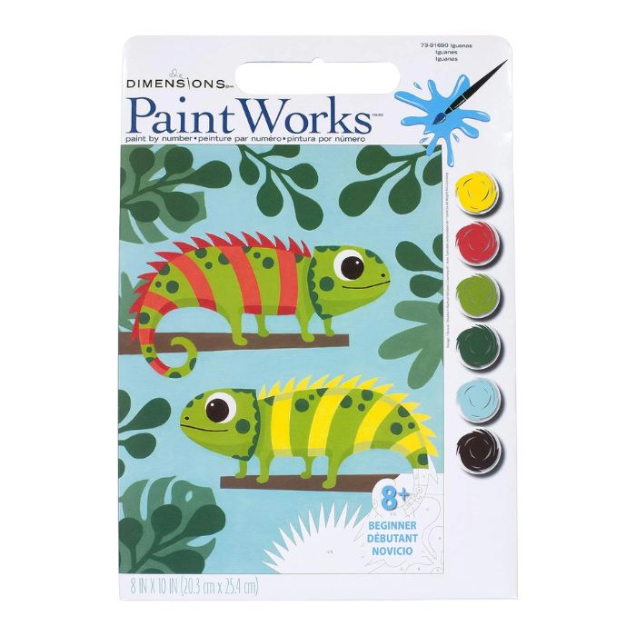 Peinture à numéros 8 po x 10 po Paint Works iguanes