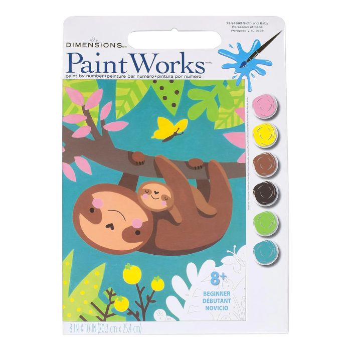 Peinture à numéros 8 po x 10 po Paint Works parresseux et bébé