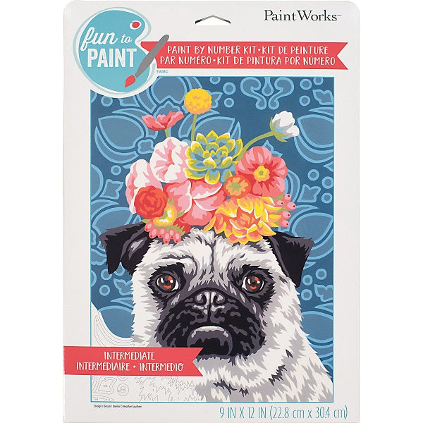 Peinture à numéros 9 po x 12 po chien avec fleur