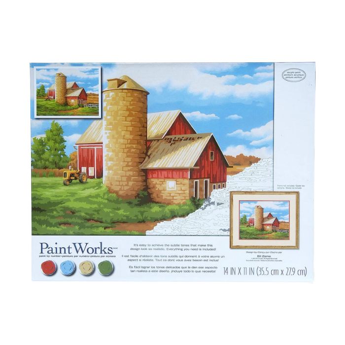 Peinture à numéros 14 po x 11 po à la ferme