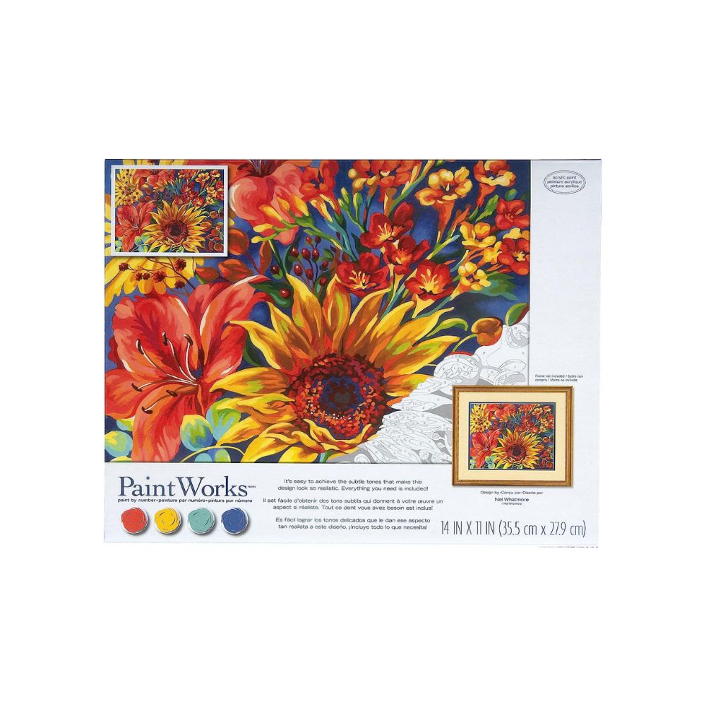 Peinture à numéros 14 po x 11 po Fleurs tournesol avec fond bleu