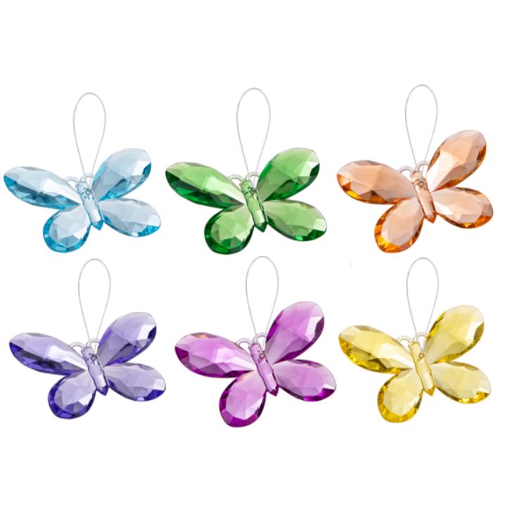 Attrape-soleil papillon en acrylique 13 cm couleur pastel
