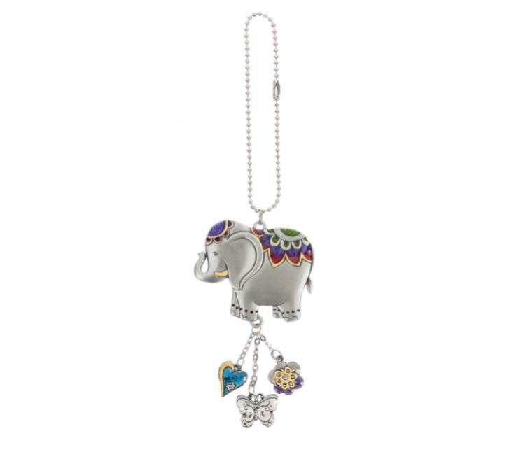 Pendentif pour auto 3 po éléphant coloré