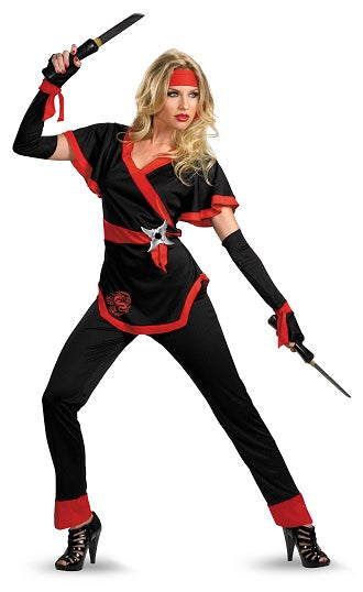 Costume femme ninja noir et rouge