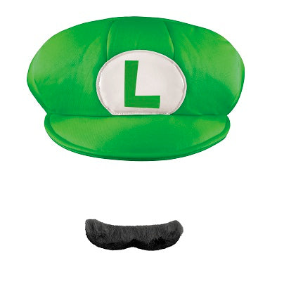 Chapeau et moustache de Super Mario Luigi pour adulte