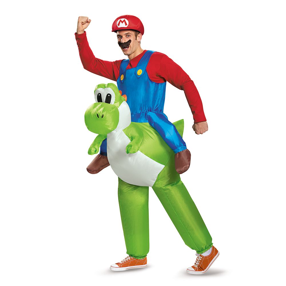 Costume adulte gonflable Super Mario "Mario promène Yoshi"