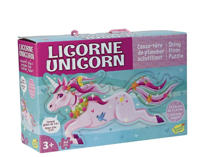 Casse-tête de plancher scintillant 44 morceaux licorne (3 ans +)