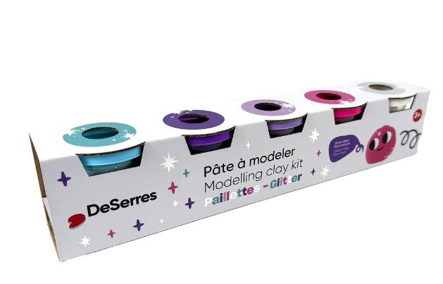 Ensemble de 5 pâtes à modeler à paillettes (3 ans et plus)