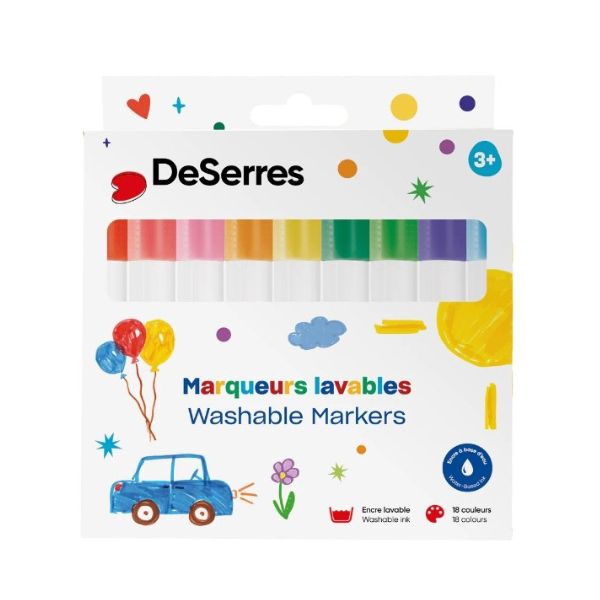 Ensemble de 18 marqueurs lavables pour enfant DeSerres