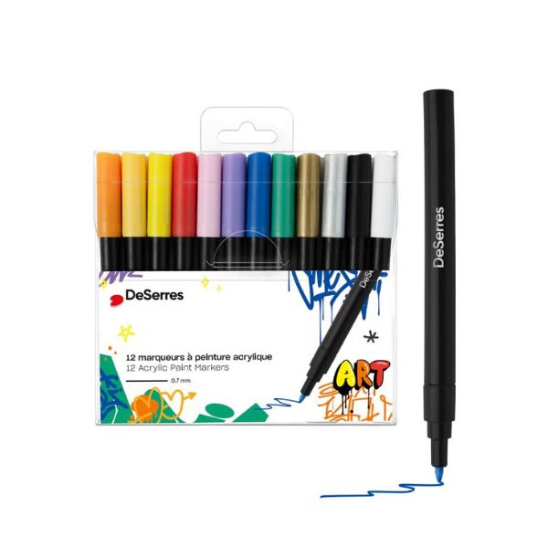 Ensemble de 12 marqueurs à peinture acrylique pointe 0,7 mm DeSerres
