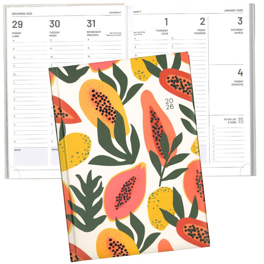 Agenda hebdomadaire 7 po x 9,5 po papaye