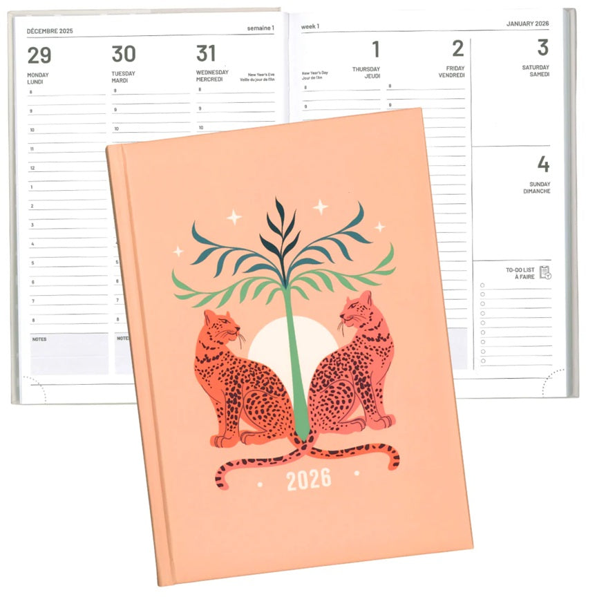 Agenda hebdomadaire 7 po x 9,5 po guépard