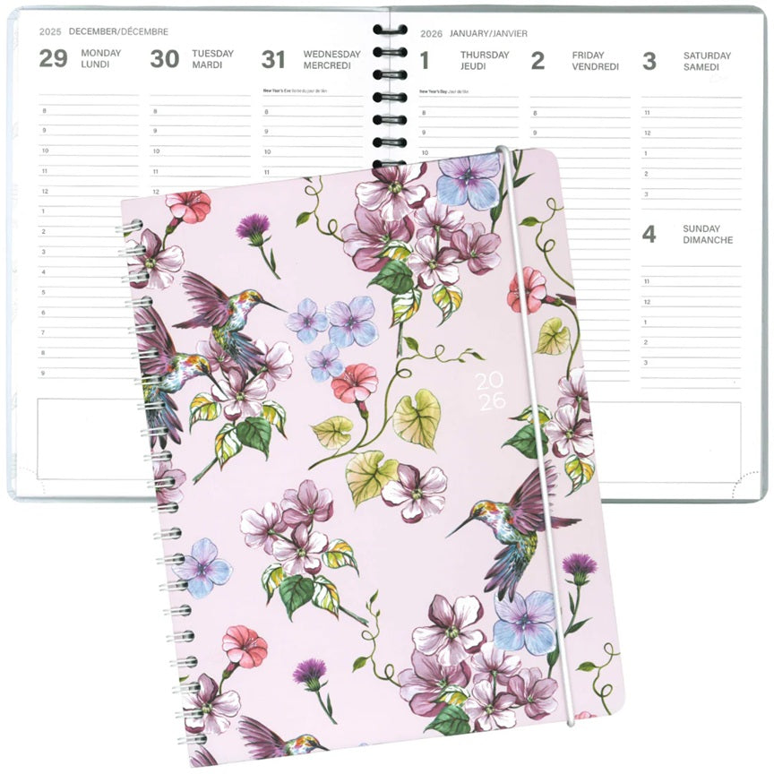 Agenda hebdomadaire 8,5 po x 11 po colibris et fleurs