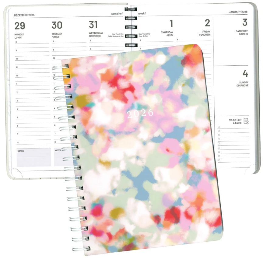 Agenda hebdomadaire 7 po x 9,5 po fleurs abstraites