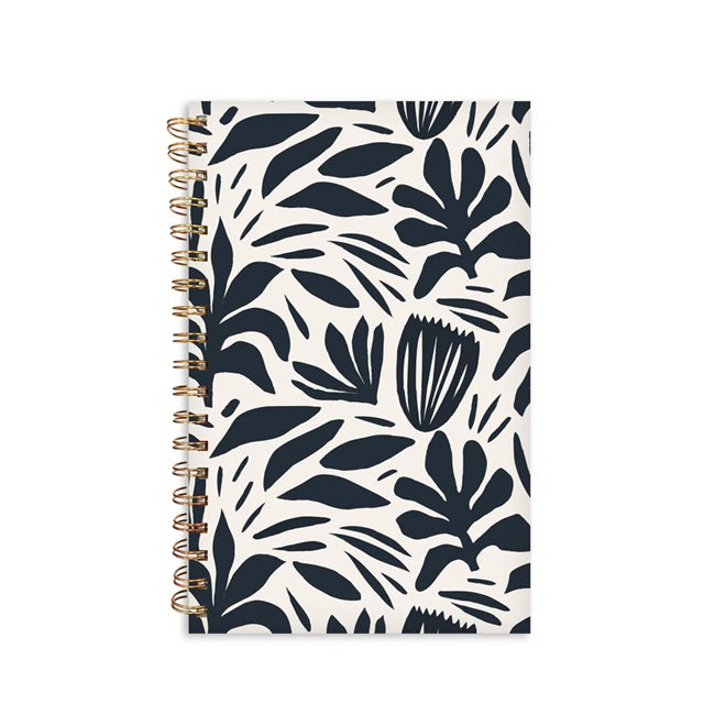 Cahier de notes 6 po x 8 po 192 pages (96 feuilles) plantes noir et blanc