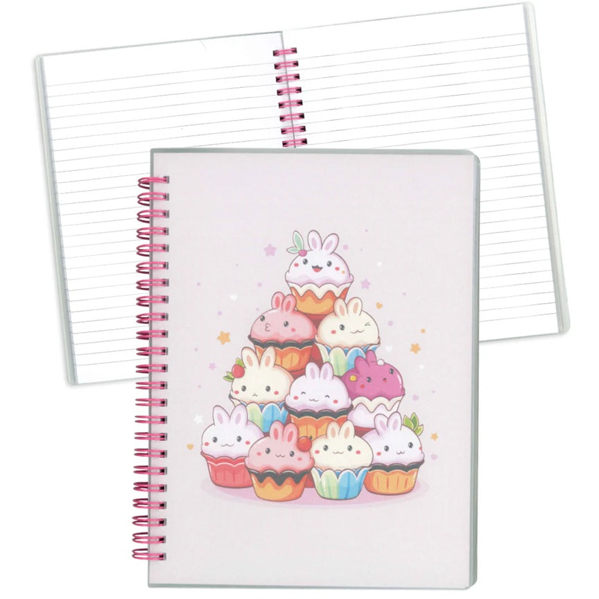 Cahier de notes 6 po x 8 po 100 pages (50 feuilles) cupcakes kawaii