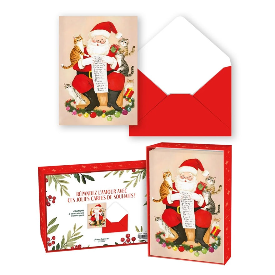 Boîte de 8 cartes de Noël liste du Père Noël