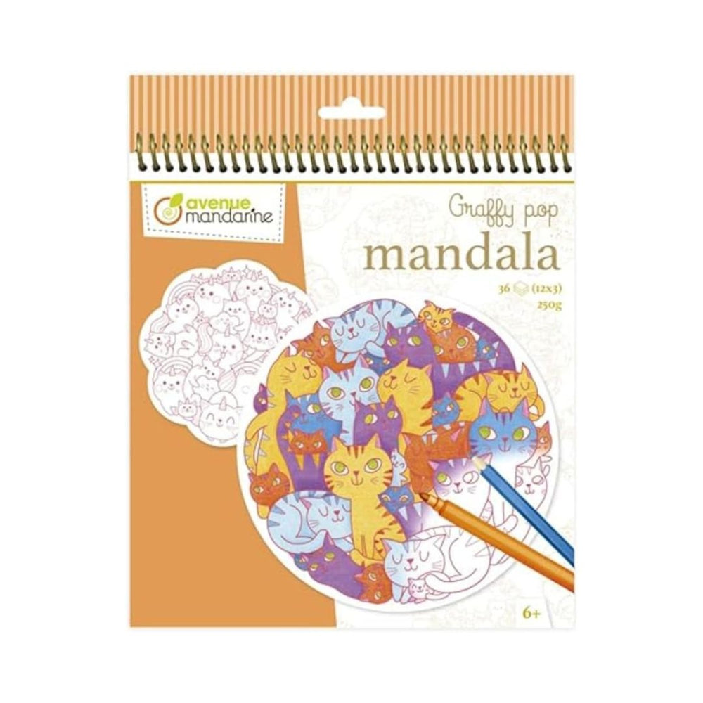 Cahier à colorier Graffy pop mandala chats