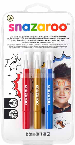 Ensemble de crayons de maquillage Snazaroo (paquet de 1 rouge, 1 jaune et 1 bleu)