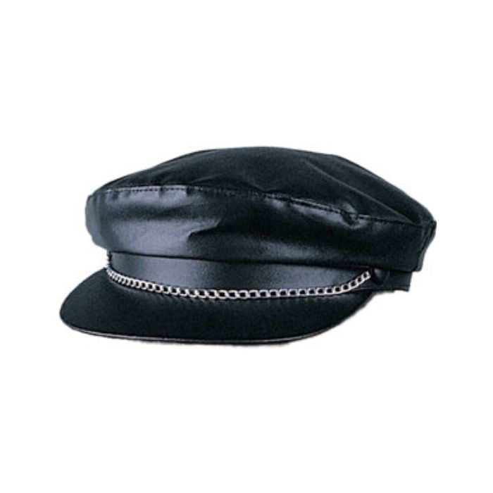 Casquette de moto en cuir noir