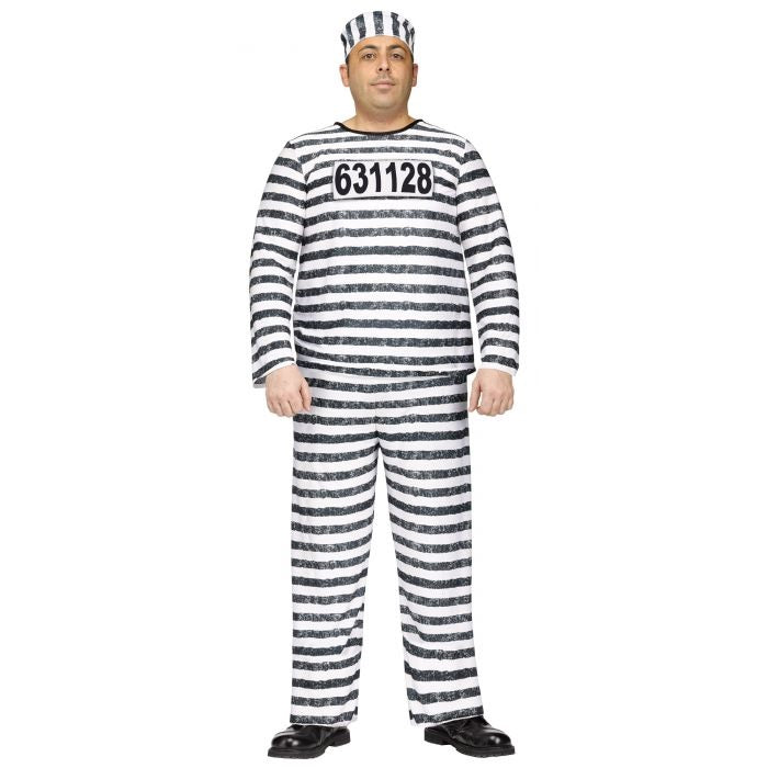 Costume adulte prisonnier rayé blanc et noir