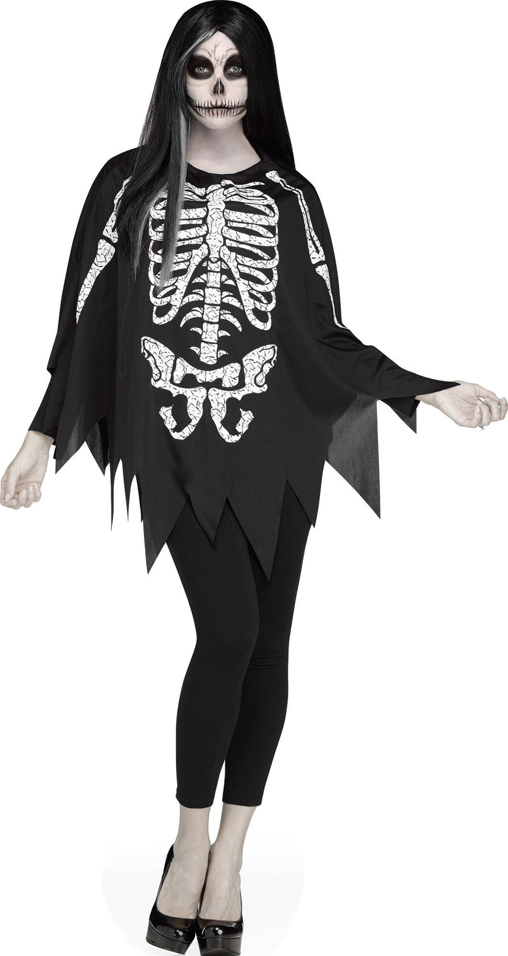 Costume femme poncho squelette (STD)