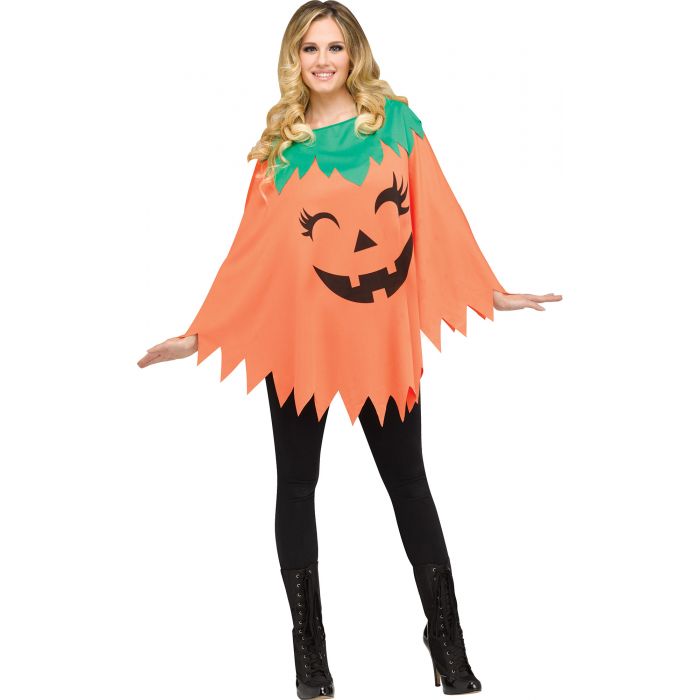 Costume femme poncho citrouille