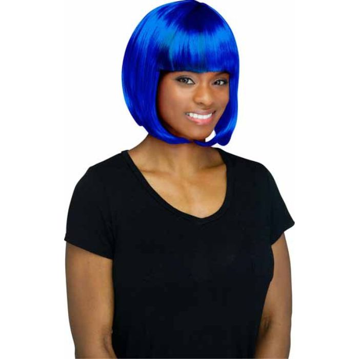 Perruque femme coupe carré bleu cobalt