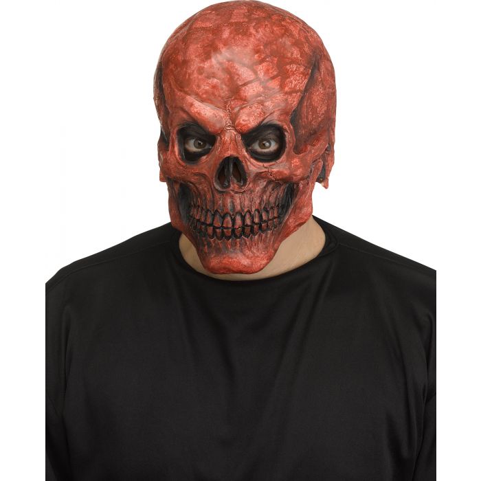 Masque de crâne squelette rouge pour adulte