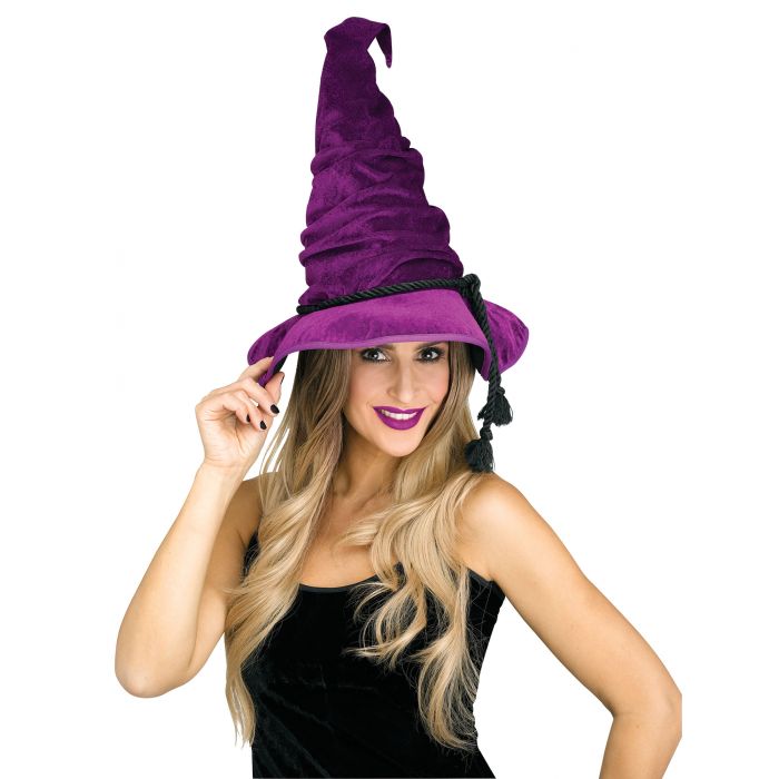 Chapeau de sorcière en velours mauve