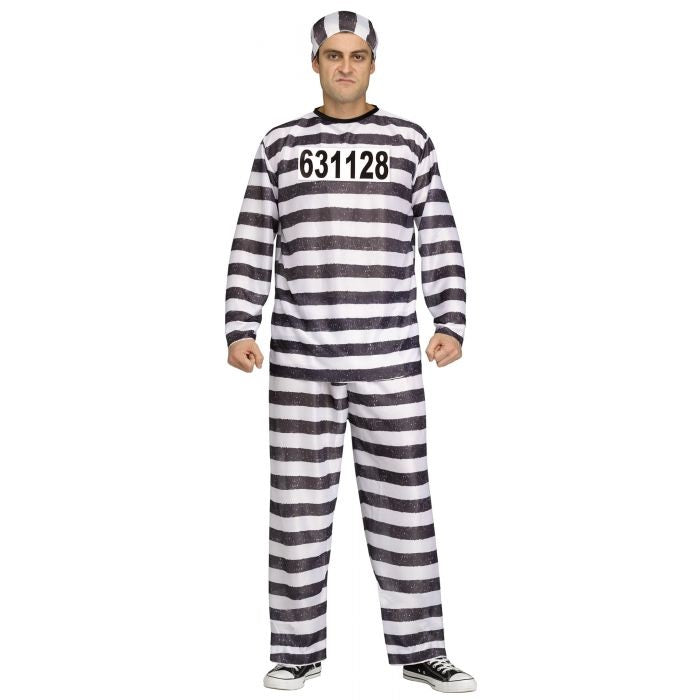 Costume adulte prisonnier rayé blanc et noir