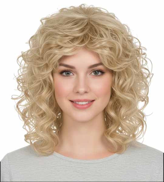 Perruque adulte longue blonde frisée