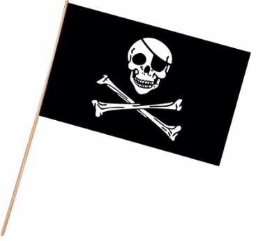 Drapeau de pirate 11 po x 17 po sur bâton de 22 po