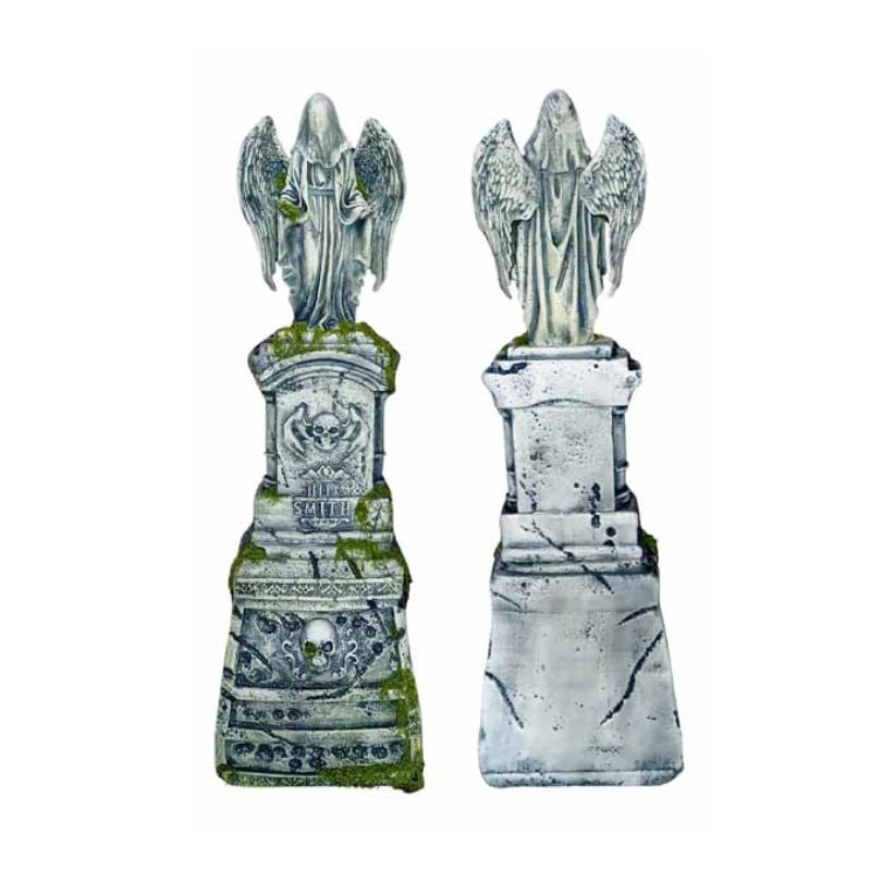 Pierre tombale avec statue d'ange 68 po x 22 po x 16 po