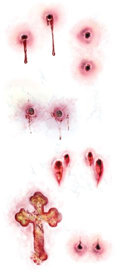 Tatouages morsures de vampire et croix