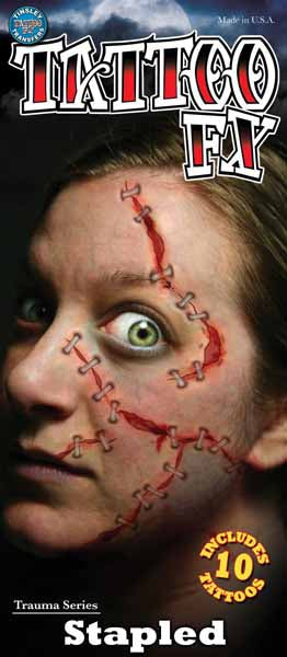 Tatouages pour visage blessures agrafées