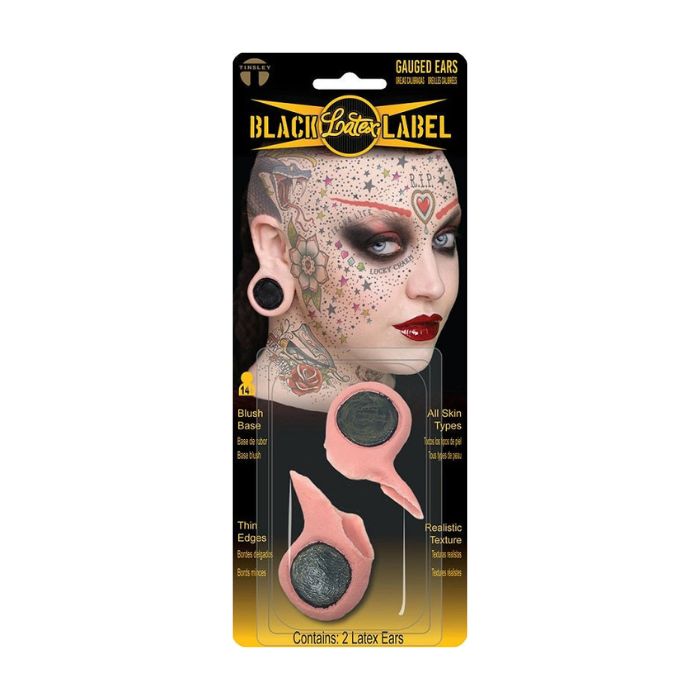 Oreilles percées avec gros trou en latex