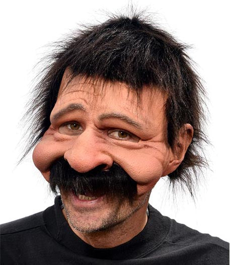 Demi-masque Oncle Bobby homme avec moustache noire