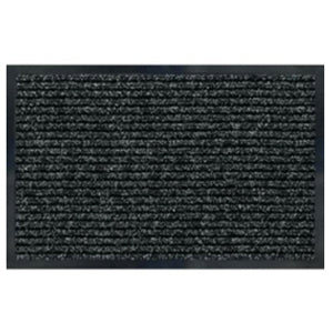 Tapis d'entrée côtelé noir endos et caoutchouc noir