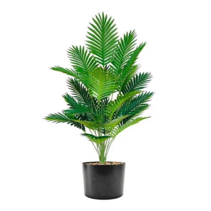 Plante verte artificielle dans un pot noir