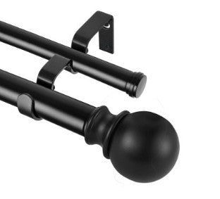 Tringle à rideau double 16-19 mm sphères noire